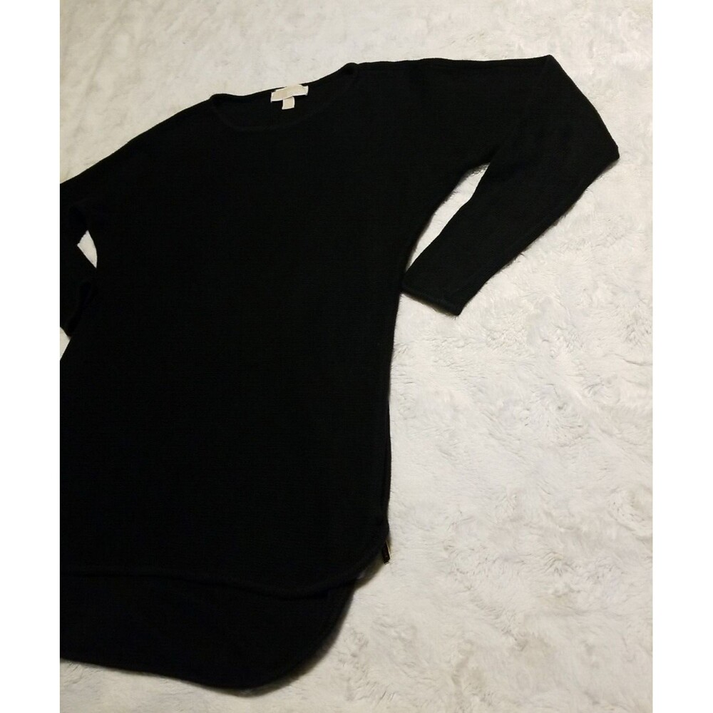 Michael Michael Kors Knit Sweater Womens Size Small Black Gold Zipper Pullover - Picture 12 of 15